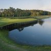 A view of green with water on the right side at Dunes Course from Glenlakes Golf Club
